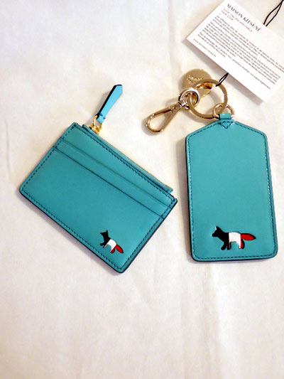 Maison Kitsuné Leather Fox Head Coin Purse Mist Green Womens Accessories Wallets and cardholders 